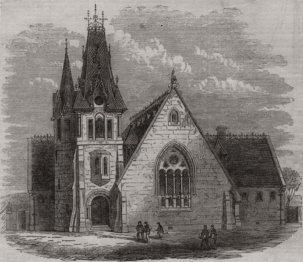 New Free School, Holburn Street, Aberdeen. Scotland 1864 old antique print